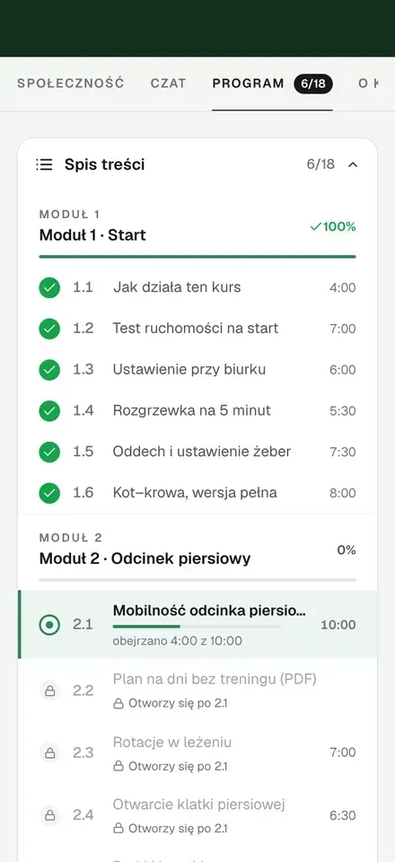 A video course in cwicz.to on a phone