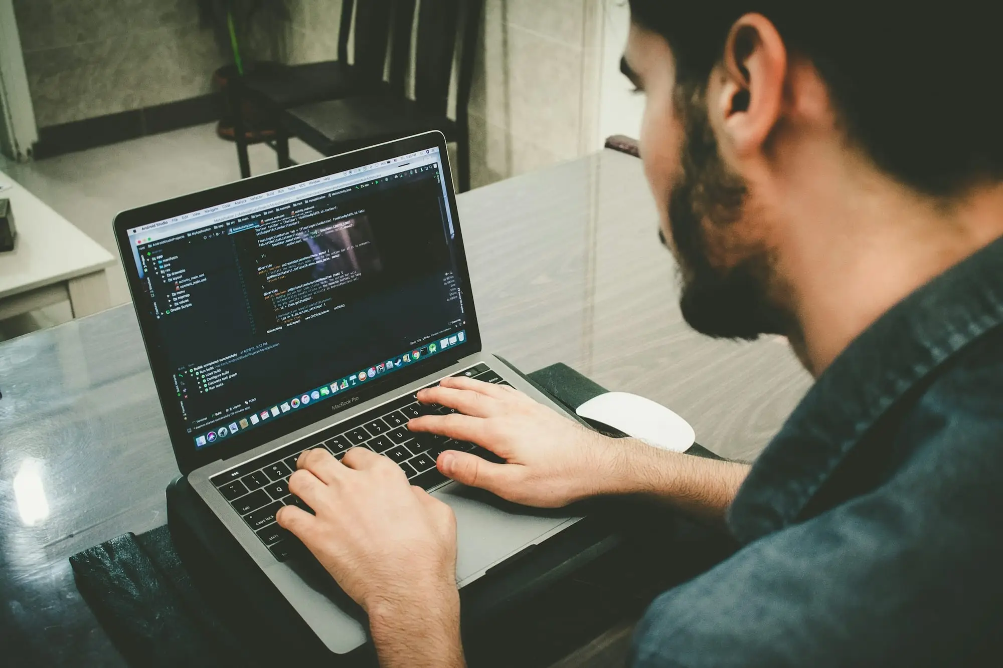 Developers working together at one table in an office